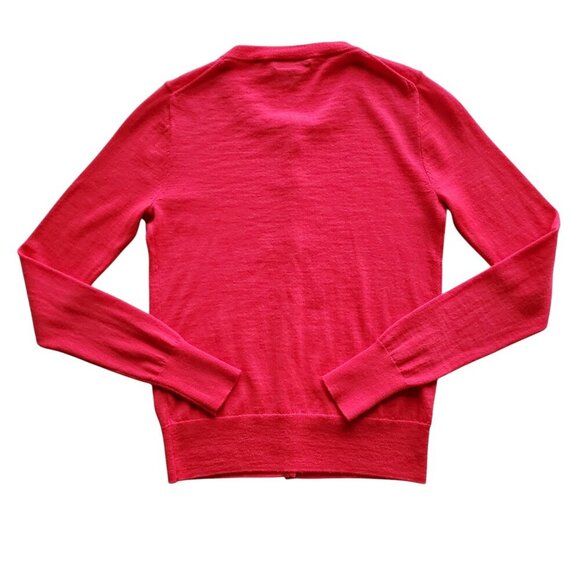 J. Crew Merino Wool Bright Red Cardigan Sweater with Gold Tone Buttons Size XS - Picture 6 of 15